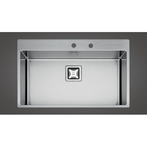 Fulgor Single flush and semi flush sink P1B 8651 QA F-SF stainless steel finish 85.5x51 cm