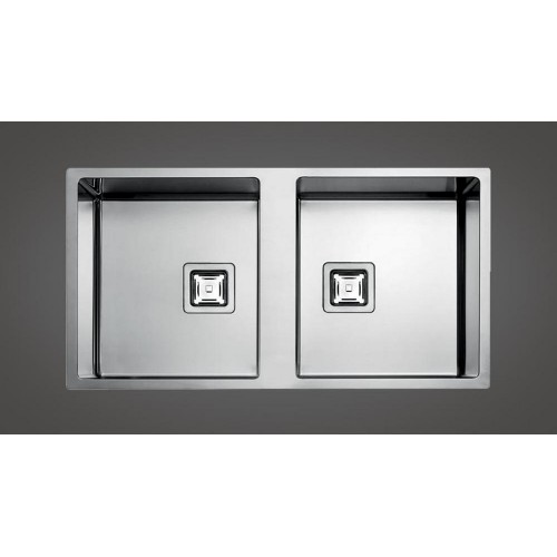 Fulgor Lavello filo e semifilo a due vasche P2B 8545 Q F-SF finitura acciaio inox da 85.5x45 cm