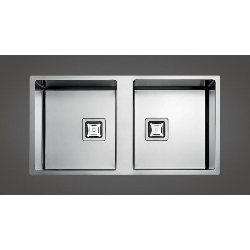  Fulgor Évier affleurant et semi-affleurant avec deux vasques P2B 8545 Q F-SF finition inox 85,5x45 cm