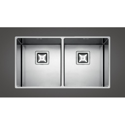 Fulgor Évier sous plan avec deux bacs P2B 8343 QU finition inox 83,3x42,8 cm