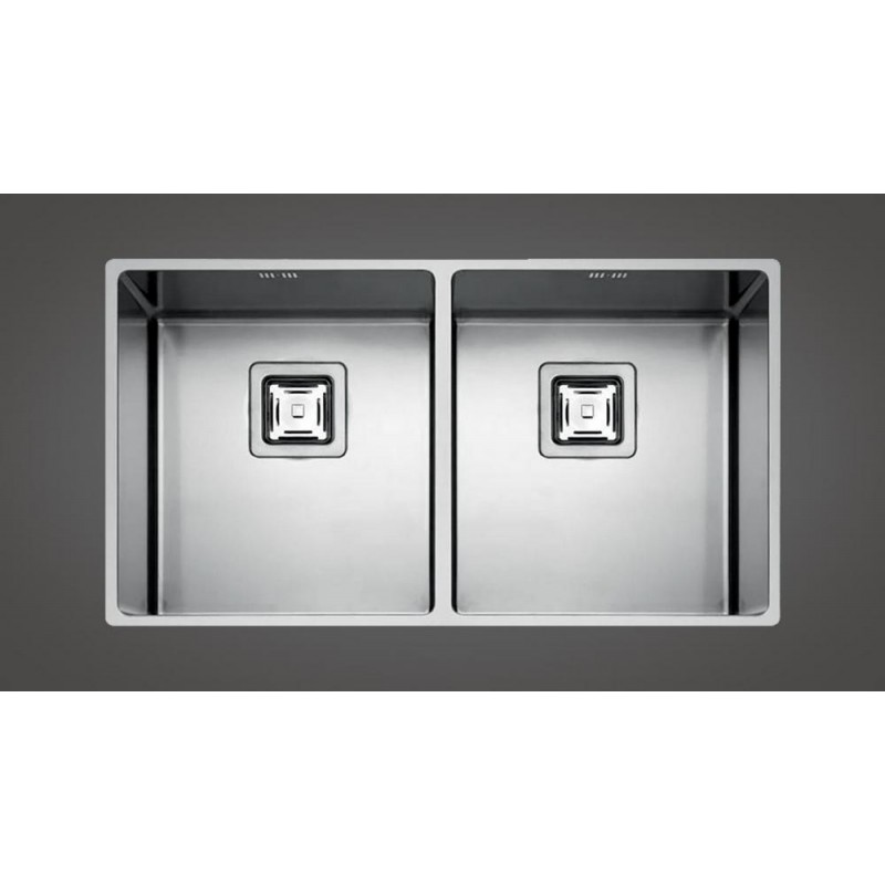  Fulgor Évier sous plan avec deux bacs P2B 8343 QU finition inox 83,3x42,8 cm