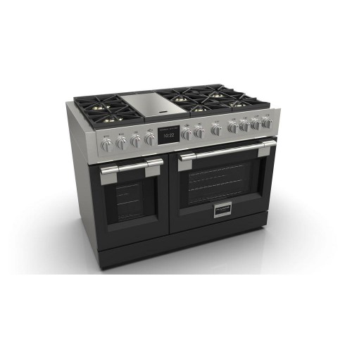 Cuisine professionnelle Fulgor Sofia FSRC 4807 2P MK 2F MBK avec double four et plaque de cuisson gaz finition noir mat 122 cm