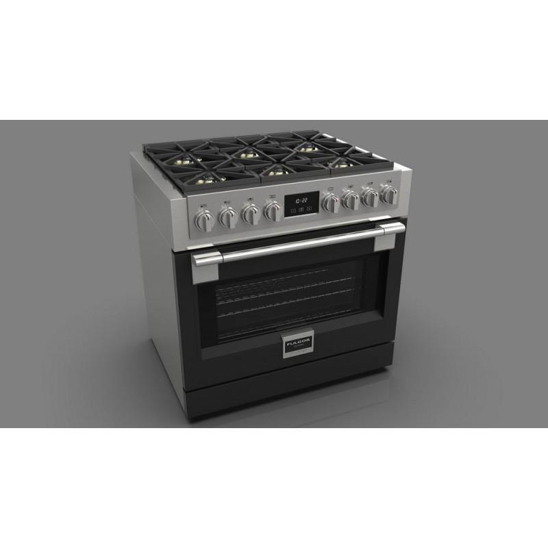  Fulgor professional kitchen Sofia FSRC 3606 GG ED 2F MBK with gas oven and 91 cm matt black finish gas hob