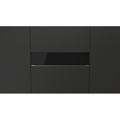 Tiroir chauffant Fulgor FCLWD 150 BK, finition verre noir 59 cm