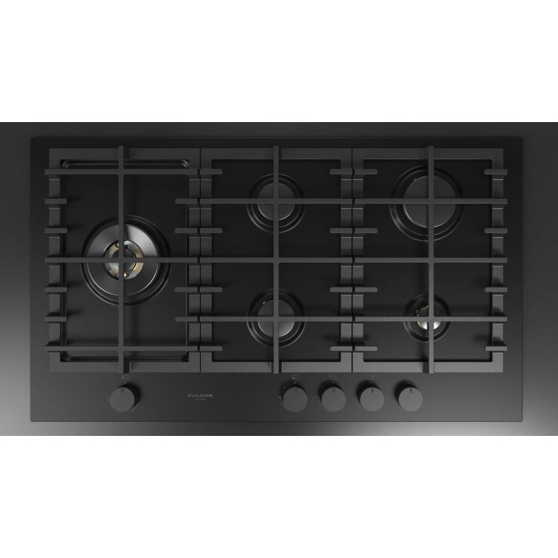 Table de cuisson à gaz Fulgor FUH 905 G DWK MBK 91 cm finition acier noir mat