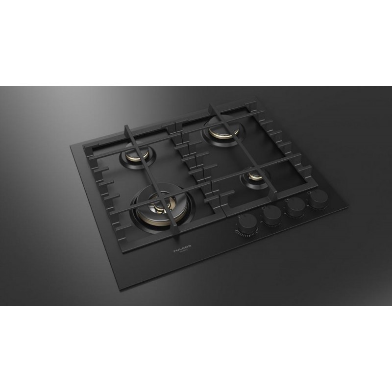  Table de cuisson à gaz Fulgor FUH 604 G DWK MBK 62 cm finition acier noir mat