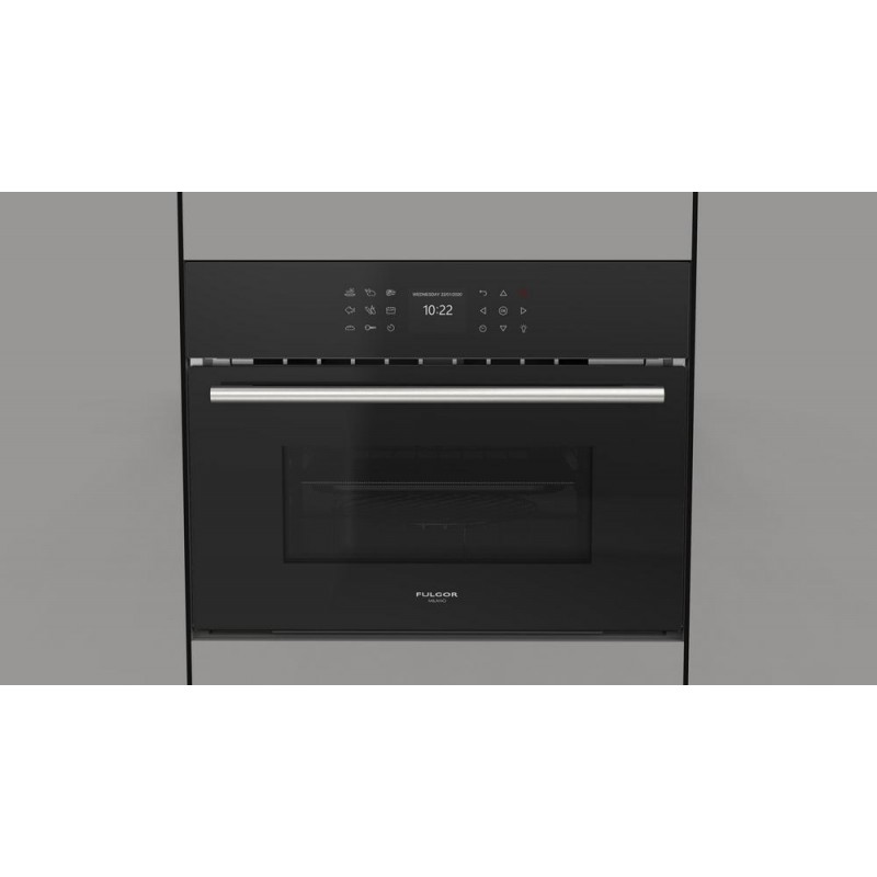  Fulgor Four micro-ondes combiné FCMO 4510 TEM BK 60 cm finition verre noir