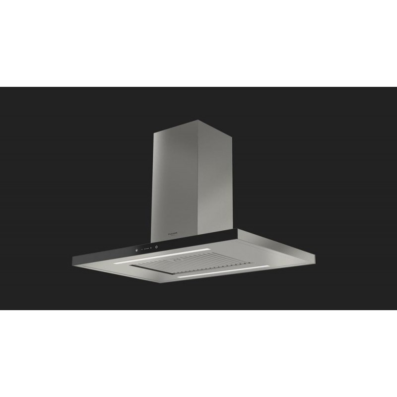  Hotte îlot Fulgor FTIHD 960 TC BKX 90 cm finition inox et verre noir
