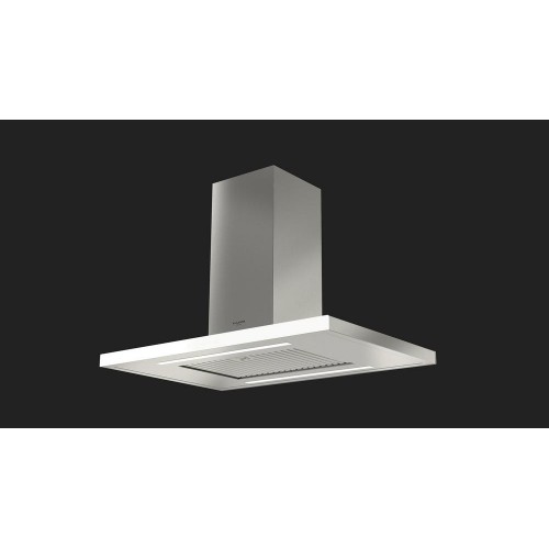 Hotte îlot Fulgor FTIHD 960 TC WHX avec finition en acier inoxydable et verre blanc de 90 cm
