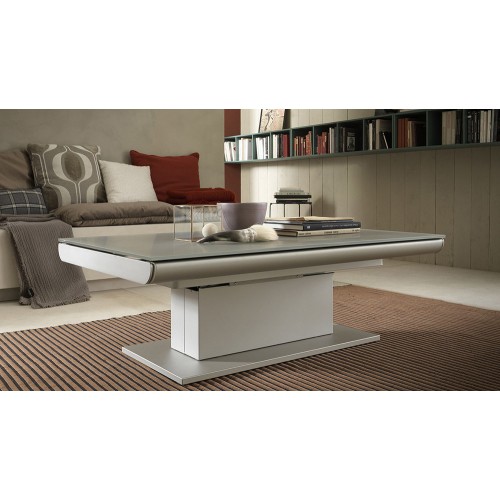 Altacom Convertible table Ares Glass art. AT003 with steel structure and top of your choice -With 2 side folding extensions