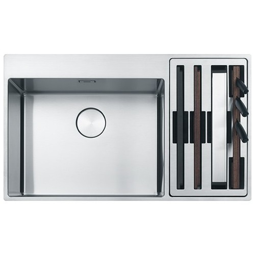 Franke: Fregadero de un solo seno Box Center BWX 220-54-27 127.0538.259, acero satinado, 86 x 51 cm