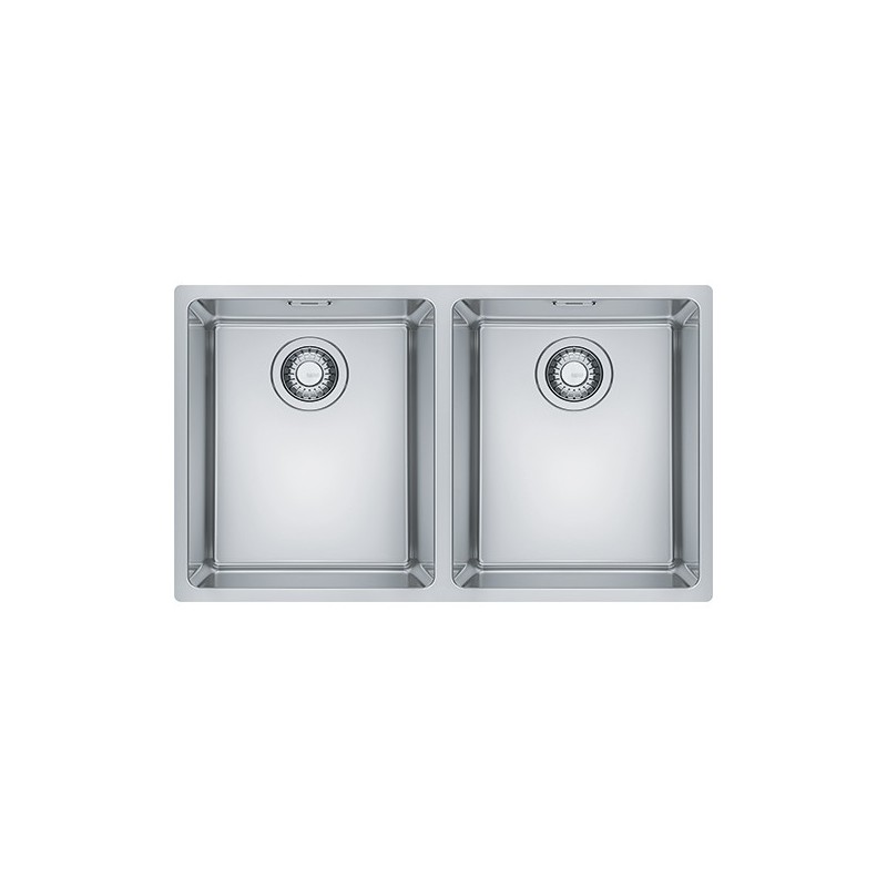  Franke: Fregadero doble empotrable Maris Semi-flush/Filotop MRX 220 34-34 127.0525.281 en acero satinado, 74,1 x 43,6 cm