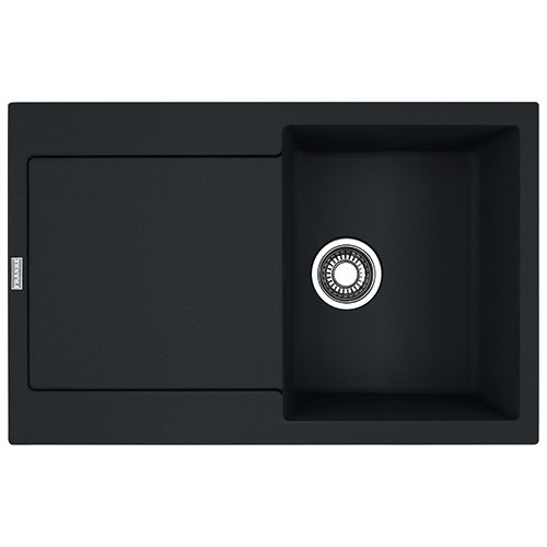 Franke: Lavello una vasca con gocciolatoio Maris MRG 611 114.0630.781 finitura fragranite black matt da 78x50 cm