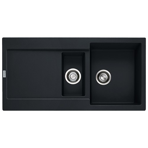 Franke: Lavello una vasca con vaschetta e gocciolatoio Maris MRG 651 114.0630.885 finitura fragranite black matt da 97x50 cm