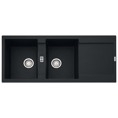 Franke: Lavello due vasche con gocciolatoio Maris MRG 621 114.0630.884 finitura fragranite black matt da 116x50 cm