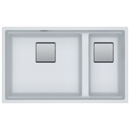Franke: Kubus 2, évier à double bac sous plan KNG 120 125.0529.874, finition granit blanc, 72 x 42 cm