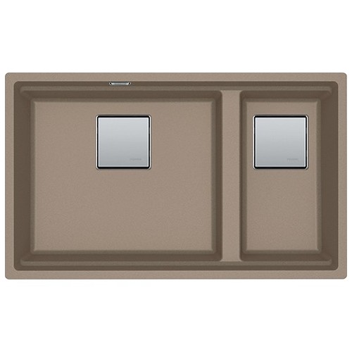 Franke: Kubus 2 Undermount KNG 120 125.0529.872, évier double bac, finition granit couleur huître, 72 x 42 cm