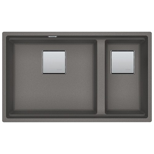 Franke: Évier double bac Kubus 2 à encastrer sous plan KNG 120 125.0529.875, finition Gris pierre Fragranite, 72 x 42 cm