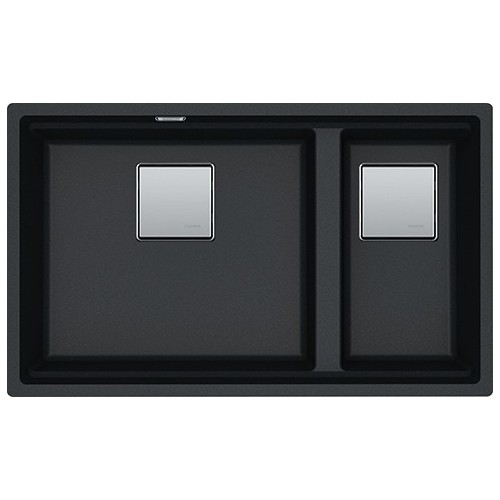 Franke: Kubus 2, évier à double bac sous plan KNG 120 125.0529.871, finition granit noir, 72 x 42 cm