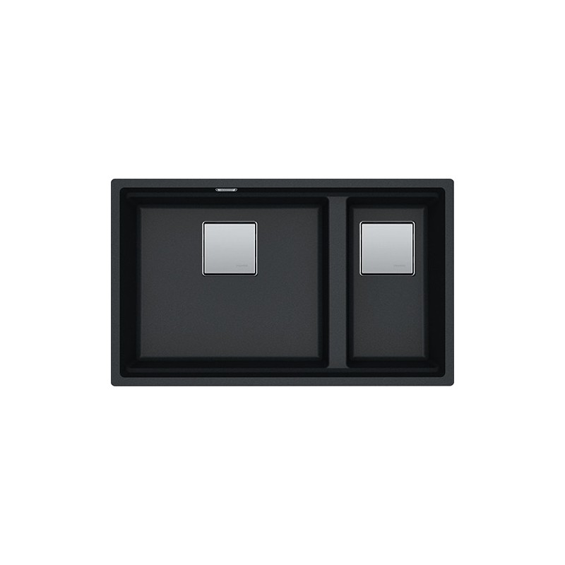  Franke: Fregadero doble Kubus 2 Undermount KNG 120 125.0529.871 con acabado fragranite negro, 72x42 cm