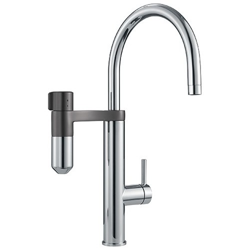 Grifo mezclador Franke Vital 2 en 1 con filtro de agua integrado, 120.0621.229, acabado cromado/gris plomo.
