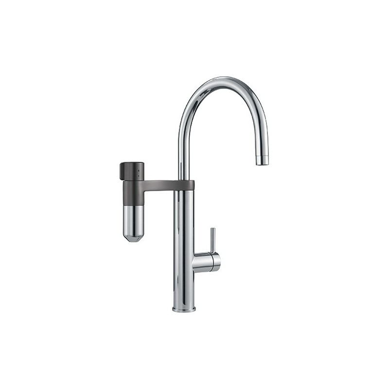  Grifo mezclador Franke Vital 2 en 1 con filtro de agua integrado, 120.0621.229, acabado cromado/gris plomo.