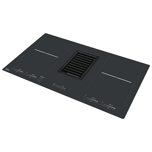Plaque à induction Franke avec hotte intégrée Mythos 2-gether FMY 839 HI 340.0597.249 finition cristal noir 83 cm