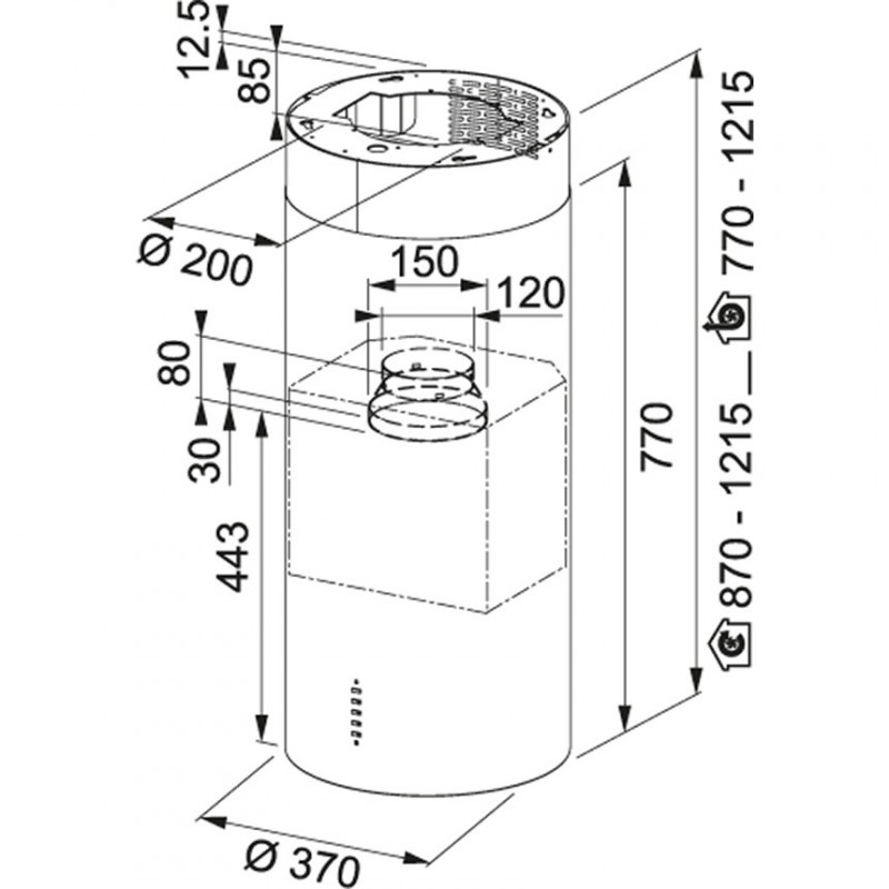 3707 Franke Cappa a isola Tube Plus Isola FTU PLUS 3707 I BK 335.0588.180 ...