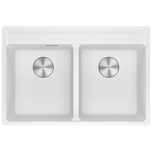 Franke: Évier double cuve Maris MRG 620-35-35 TL 114.0661.678, finition fragranite blanche, 76 x 51 cm