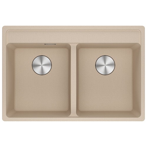Fregadero de doble cubeta Franke: Maris MRG 620-35-35 TL 114.0661.681 con acabado fragranite color avena, 76x51 cm