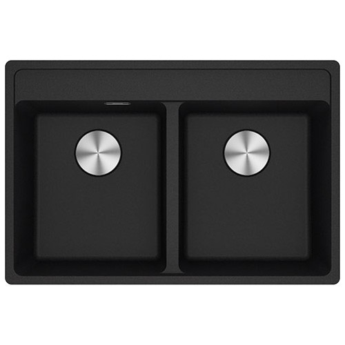 Franke: Évier double cuve Maris MRG 620-35-35 TL 114.0661.675, finition fragranite noire, 76 x 51 cm