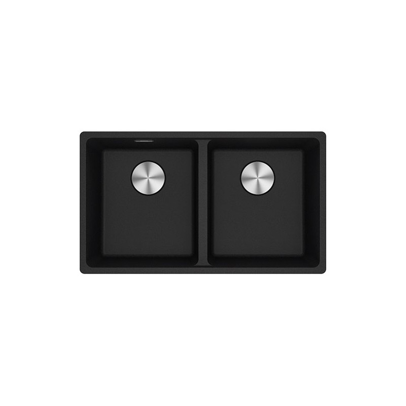  Franke: Évier double cuve Maris MRG 620-35-35 114.0661.683, finition fragranite noire, 76 x 44 cm