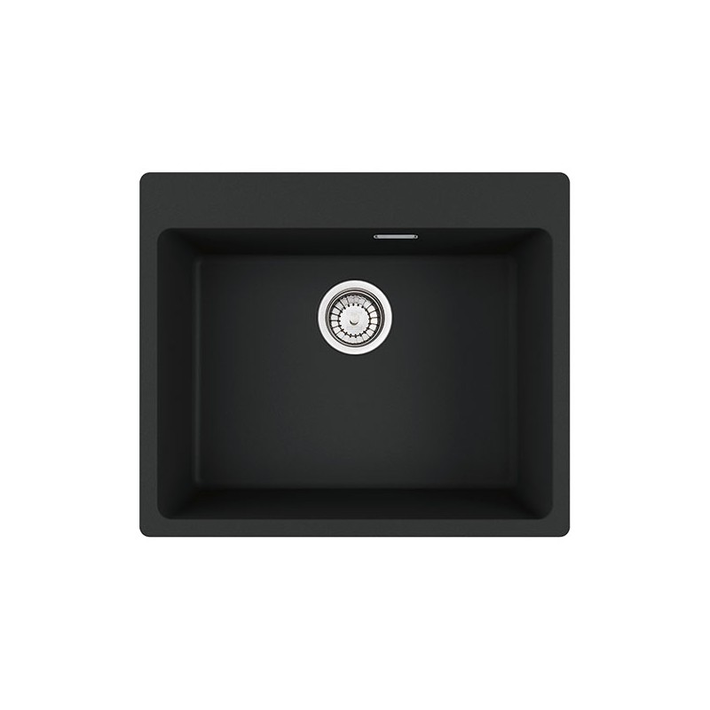  Fregadero de un solo seno Franke para encimera, modelo MRG 610-54 FTL 114.0661.699, color negro Fragranite, acabado mate, 59 