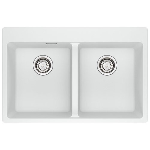 Franke: Lavello due vasche Vasche Sopratop Centro MRG 620-34-34 FTL 114.0661.694 finitura fragranite bianco da 76x50 cm