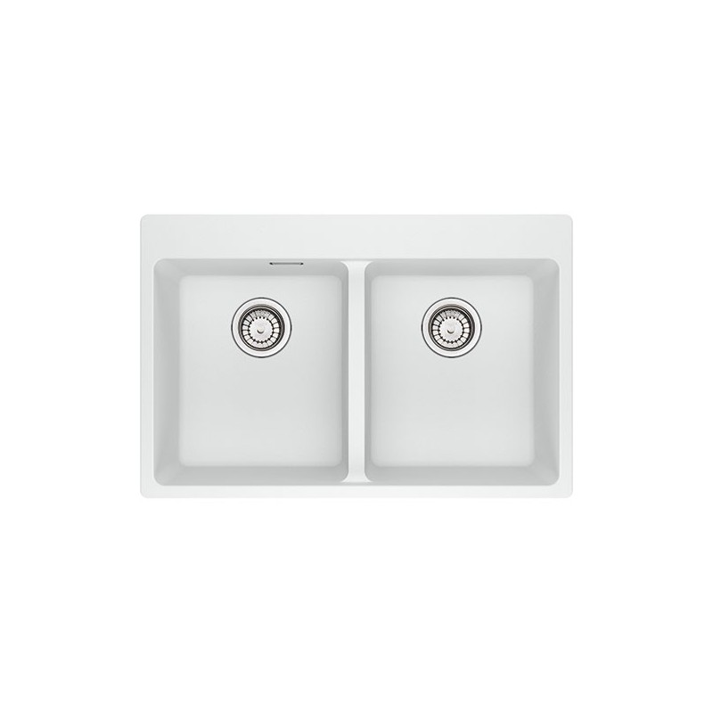  Franke: Lavello due vasche Vasche Sopratop Centro MRG 620-34-34 FTL 114.0661.694 finitura fragranite bianco da 76x50 cm
