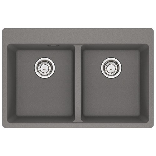 PRONTA CONSEGNA - Franke: Lavello due vasche Vasche Sopratop Centro MRG 620-34-34 FTL 114.0661.692 finitura fragranite stone grey da 76x50 cm