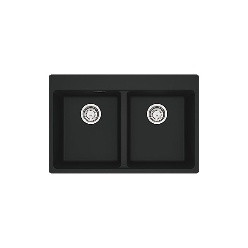  Franke: Évier double à poser, MRG 620-34-34 FTL 114.0661.690, finition fragranite noir mat, 76x50 cm