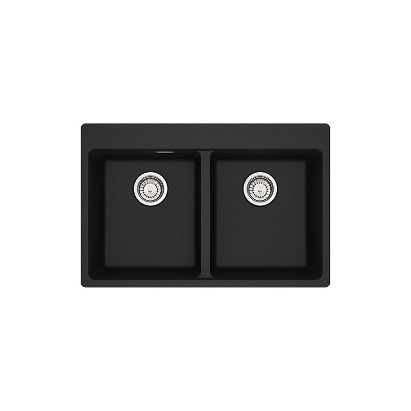  Franke: Double bowl sink, above-mount basins, Centro MRG 620-34-34 FTL 114.0661.691, black fragranite finish, 76x50 cm