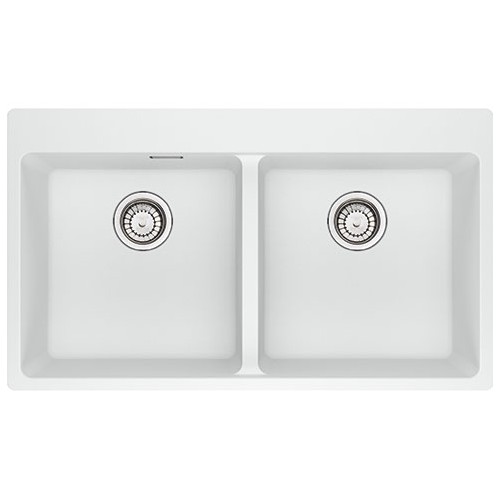 Franke: Lavello due vasche Vasche Sopratop Centro MRG 620-39-39 FTL 114.0666.366 finitura fragranite bianco da 86x50 cm