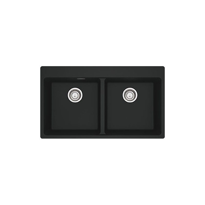  Franke: Double bowl sink, overmount basins, MRG 620-39-39 FTL 114.0666.362, matt black fragranite, 86x50 cm