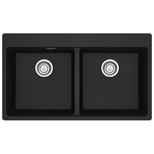 PRONTA CONSEGNA - Franke: Lavello due vasche Vasche Sopratop Centro MRG 620-39-39 FTL 114.0666.363 finitura fragranite nero da 86x50 cm