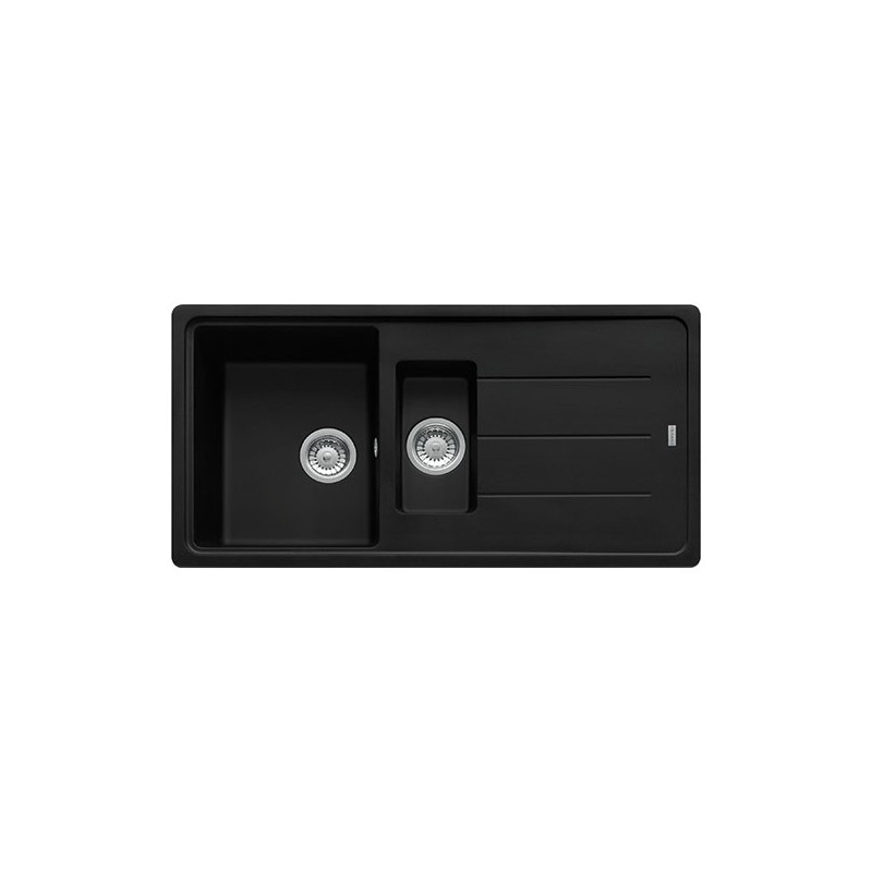  Franke: Fregadero de un seno con cubeta y escurridor Boston BFG 651 114.0661.717 acabado fragranite negro mate 97x50 cm