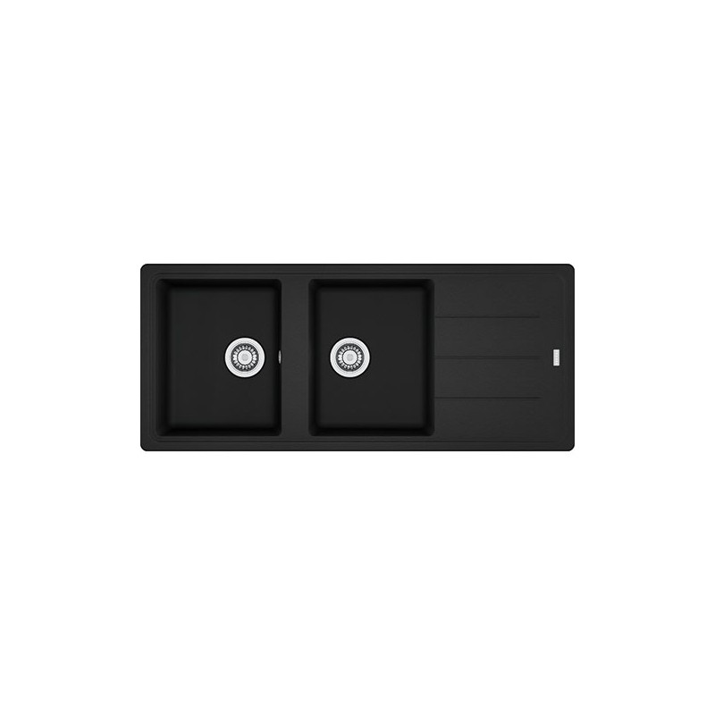  Franke: Fregadero doble Boston BFG 621 114.0661.716 con escurridor, 116 x 50 cm, acabado fragranite negro mate