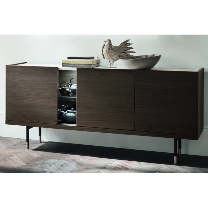  Maronese Acf AURA LINE free-standing sideboard with metal base measuring L.176 cm and H.74/81 cm - 3 doors and 1 open compart