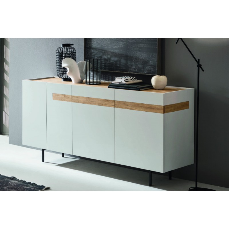  Aparador independiente Maronese Acf GILDA con base de metal de longitud 176 cm y altura 70/77 cm - 4 puertas