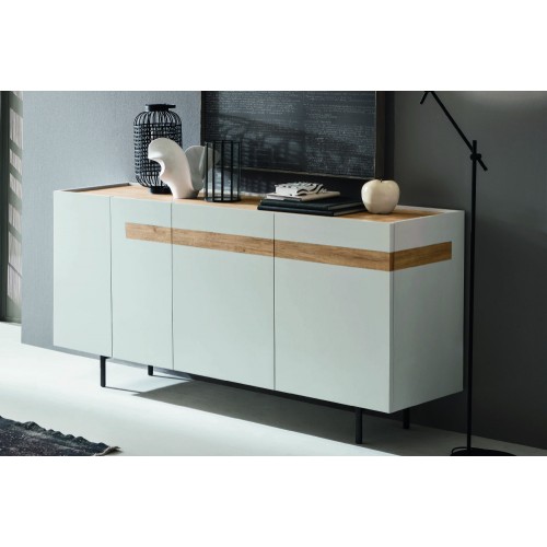 Buffet autoportant Maronese Acf GILDA avec base en métal mesurant L.176 cm et H.78/88 cm - 4 portes