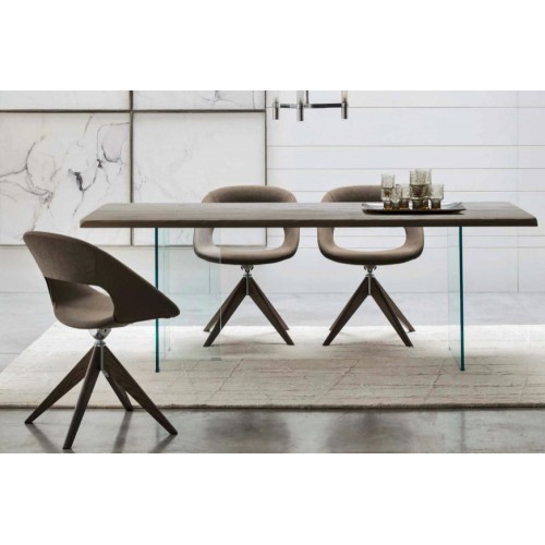 Maronese Acf CLEO fixed table with glass structure and wooden top measuring 180 cm