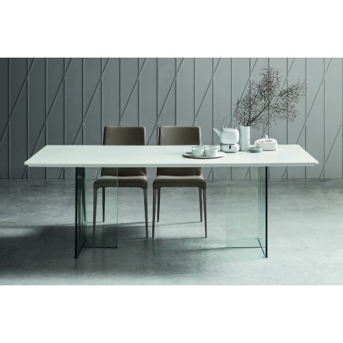 Maronese Acf GELIUS fixed table with glass structure and wooden top measuring L.200 cm