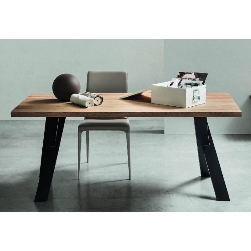 Mesa fija Maronese Acf CLUB con estructura de metal y tapa de madera de 180 cm de largo