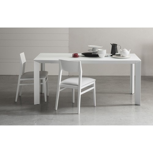 Maronese Acf Tavolo allungabile DAFNE con struttura in metallo e piano in vetro temperato da L.180(240) cm - Con 1 allunga la